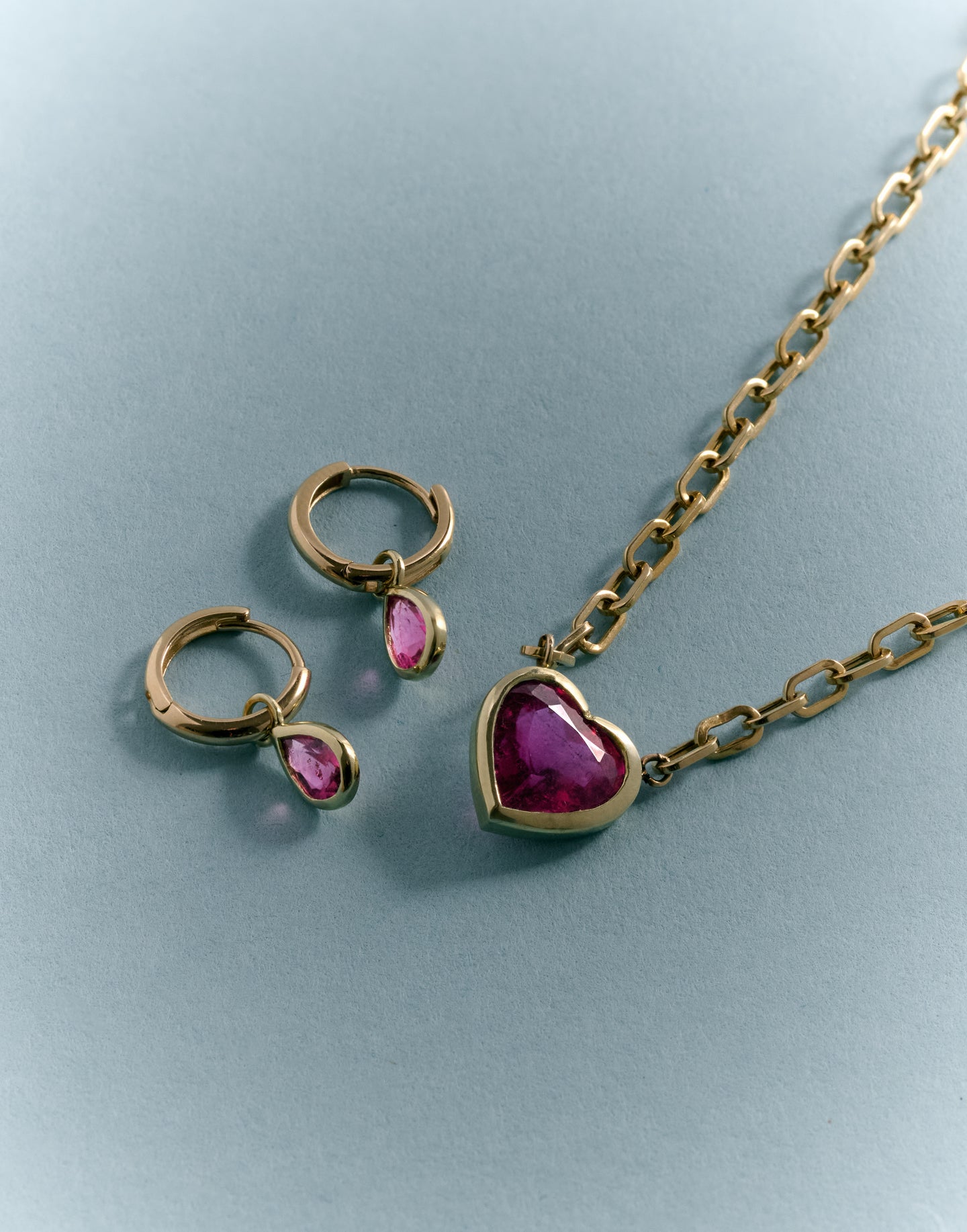 RUBELLITE DROP HOOPS
